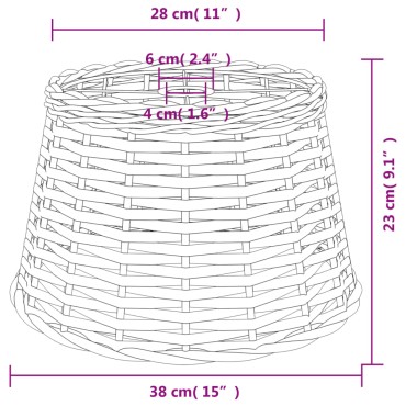 vidaXL Καπέλο Φωτιστικού Οροφής Καφέ Ø38x23 εκ. από Wicker