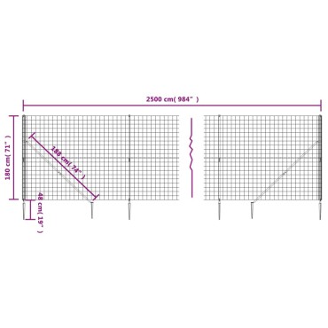 vidaXL Συρματόπλεγμα Περίφραξης Πράσινο 1,8 x 25 μ. με Καρφωτές Βάσεις