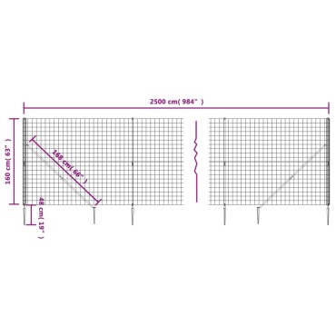 vidaXL Συρματόπλεγμα Περίφραξης Πράσινο 1,6 x 25 μ. με Καρφωτές Βάσεις