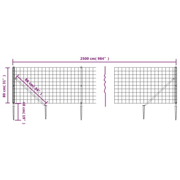 vidaXL Συρματόπλεγμα Περίφραξης Πράσινο 0,8 x 25 μ. με Καρφωτές Βάσεις