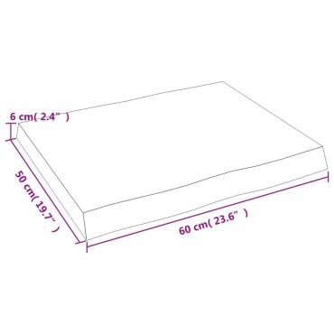 vidaXL Επιφάνεια Τραπεζιού 60x50x(2-6)cm Ακατέργαστο Μασίφ Ξύλο Δρυός 1 τεμ.