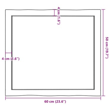 vidaXL Επιφάνεια Τραπεζιού 60x50x(2-6)cm Ακατέργαστο Μασίφ Ξύλο Δρυός 1 τεμ.