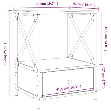 vidaXL Κομοδίνο Μαύρο 50x41x65cm από Επεξεργασμένο Ξύλο 1 τεμ.