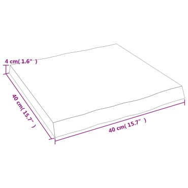 vidaXL Επιφ Τραπεζιού Αν Καφέ 40x40x(2-4)cm Ακατέργ. Μασίφ Ξύλο Δρυός 1 τεμ.