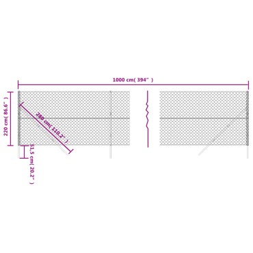 vidaXL Συρματόπλεγμα Περίφραξης Ανθρακί 2,2 x 10 μ.