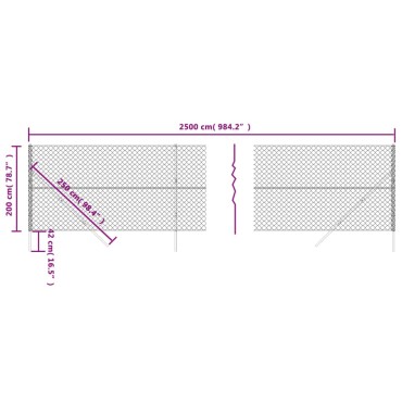 vidaXL Συρματόπλεγμα Περίφραξης Ανθρακί 2 x 25 μ.