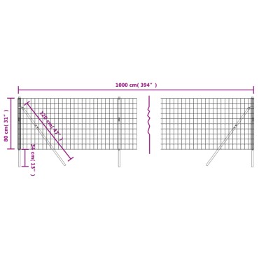 vidaXL Συρματόπλεγμα Περίφραξης Πράσινο 0,8x10 μ. Γαλβανισμένο Ατσάλι