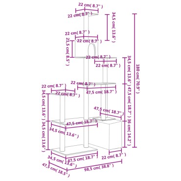 vidaXL Γατόδεντρο Κρεμ 180 εκ. με Στύλους Ξυσίματος από Σιζάλ