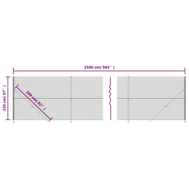 vidaXL Συρματόπλεγμα Περίφραξης Ανθρακί 2,2 x 25 μ. με Βάσεις Φλάντζα