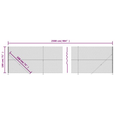 vidaXL Συρματόπλεγμα Περίφραξης Ανθρακί 1,8 x 25 μ. με Βάσεις Φλάντζα