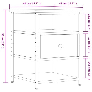 vidaXL Κομοδίνα 2 τεμ. Sonoma Δρυς 40x42x56cm από Επεξεργ. Ξύλο