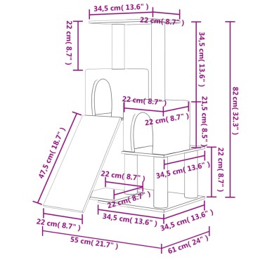 vidaXL Γατόδεντρο Κρεμ 82 εκ. με Στύλους Ξυσίματος από Σιζάλ