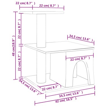 vidaXL Γατόδεντρο Κρεμ 48 εκ. με Στύλους Ξυσίματος από Σιζάλ
