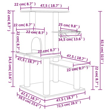 vidaXL Γατόδεντρο Κρεμ 82,5 εκ. με Στύλους Ξυσίματος από Σιζάλ