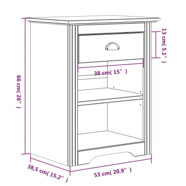 vidaXL Κομοδίνο BODO Καφέ 53x38,5x67cm από Μασίφ Ξύλο Πεύκου 1 τεμ.