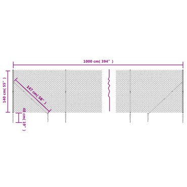 vidaXL Συρματόπλεγμα Περίφραξης Πράσινο 1,4 x 10 μ. με Καρφωτές Βάσεις