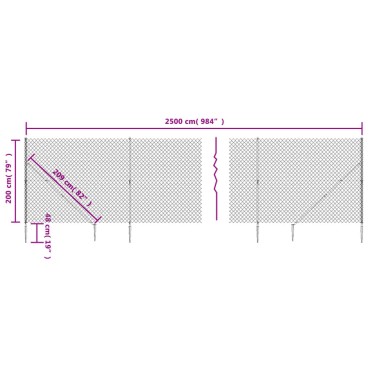 vidaXL Συρματόπλεγμα Περίφραξης Πράσινο 2 x 25 μ. με Καρφωτές Βάσεις