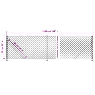 vidaXL Συρματόπλεγμα Περίφραξης Πράσινο 0,8 x 10 μ. με Βάσεις Φλάντζα