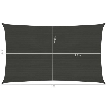 vidaXL Πανί Σκίασης Ανθρακί 2 x 5 μ. από HDPE 160 γρ./μ²