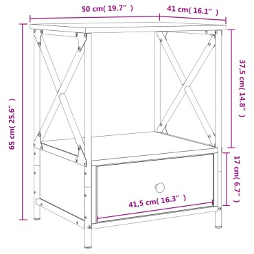 vidaXL Κομοδίνα 2 τεμ. Μαύρα 50x41x65cm από Επεξεργασμένο Ξύλο