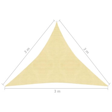 vidaXL Πανί Σκίασης Μπεζ 3 x 3 x 3 μ. από HDPE 160 γρ/μ²