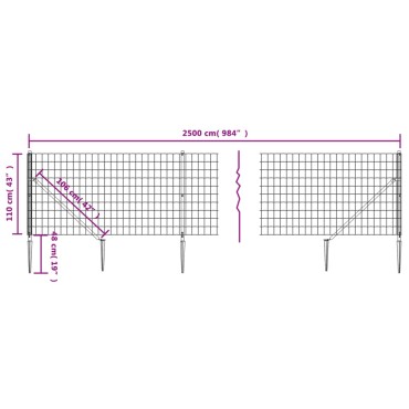 vidaXL Συρματόπλεγμα Περίφραξης Πράσινο 1,1 x 25 μ. με Καρφωτές Βάσεις