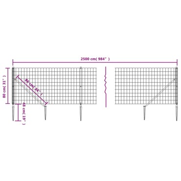 vidaXL Συρματόπλεγμα Περίφραξης Πράσινο 0,8 x 25 μ. με Καρφωτές Βάσεις