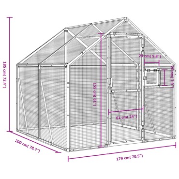 vidaXL Κλουβί Ανθρακί 1,79 x 2 x 1,85 μ. από Αλουμίνιο