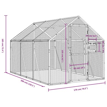 vidaXL Κλουβί Ανθρακί 1,79 x 3 x 1,85 μ. από Αλουμίνιο