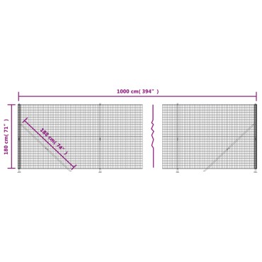 vidaXL Συρματόπλεγμα Περίφραξης Πράσινο 1,8x10 μ. με Βάσεις Φλάντζα