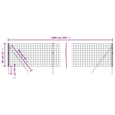 vidaXL Συρματόπλεγμα Περίφραξης Πράσινο 0,8x10 μ. Γαλβανισμένο Ατσάλι