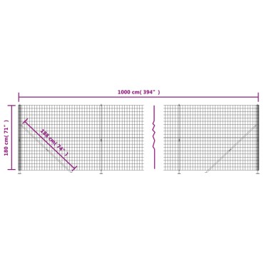 vidaXL Συρματόπλεγμα Περίφραξης Πράσινο 1,8x10 μ. με Βάσεις Φλάντζα