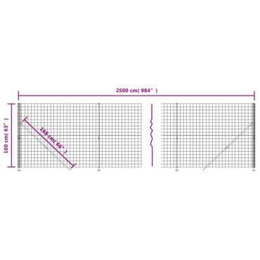 vidaXL Συρματόπλεγμα Περίφραξης Πράσινο 1,6 x 25 μ. με Βάσεις Φλάντζα