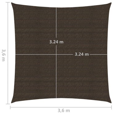 vidaXL Πανί Σκίασης Καφέ 3,6 x 3,6 μ. από HDPE 160 γρ./μ²