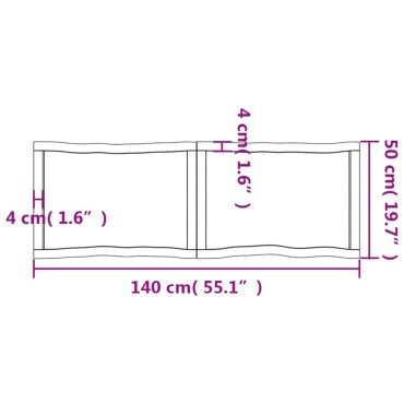 vidaXL Επιφ Τραπεζιού Αν Καφέ 140x50x(2-6)cm Ακατέργ. Μασίφ Ξύλο Δρυός 1 τεμ.