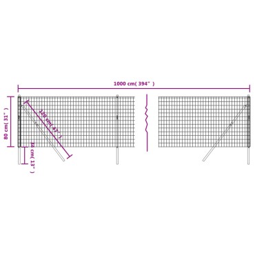 vidaXL Συρματόπλεγμα Περίφραξης Ανθρακί 0,8 x 10 μ. από Γαλβαν. Ατσάλι