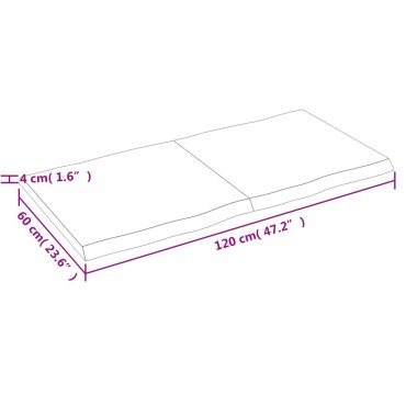 vidaXL Επιφάνεια Τραπεζιού 120x60x(2-4)cm Ακατέργαστο Μασίφ Ξύλο 1 τεμ.