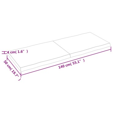 vidaXL Επιφάνεια Τραπεζιού 140x50x(2-4)cm Ακατέργ. Μασίφ Ξύλο Δρυός 1 τεμ.