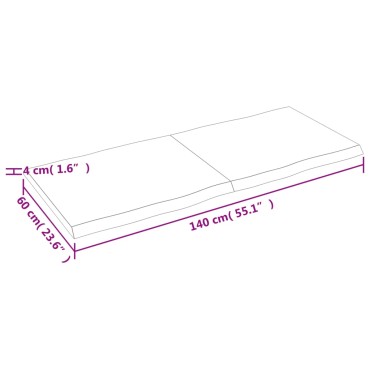 vidaXL Επιφάνεια Τραπεζιού 140x60x(2-4)cm Ακατέργαστο Μασίφ Ξύλο Δρυός 1 τεμ.