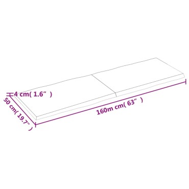 vidaXL Επιφάνεια Τραπεζιού 160x50x(2-4)cm Ακατέργαστο Μασίφ Ξύλο Δρυός 1 τεμ.