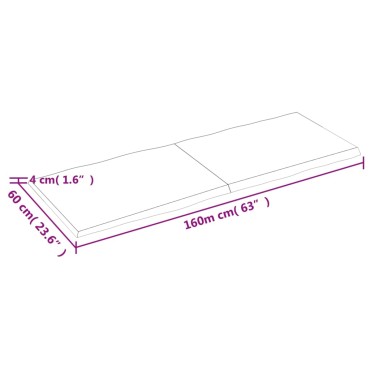 vidaXL Επιφάνεια Τραπεζιού 160x60x(2-4)cm Ακατέργαστο Μασίφ Ξύλο Δρυός 1 τεμ.