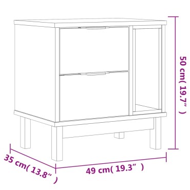 vidaXL Κομοδίνο FLAM 49x35x50cm από Μασίφ Ξύλο Πεύκου 1 τεμ.