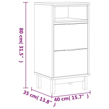 vidaXL Κομοδίνο FLAM 40x35x80cm από Μασίφ Ξύλο Πεύκου 1 τεμ.