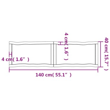 vidaXL Επιφ Τραπεζιού Αν Καφέ 140x40x(2-6)cm Ακατέργ. Μασίφ Ξύλο Δρυός 1 τεμ.