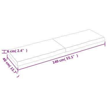 vidaXL Επιφ Τραπεζιού Αν Καφέ 140x40x(2-6)cm Ακατέργ. Μασίφ Ξύλο Δρυός 1 τεμ.