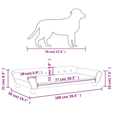 vidaXL Κρεβάτι Σκύλου Σκούρο Γκρι 100 x 50 x 21 εκ. Βελούδινο