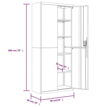 vidaXL Αρχειοθήκη Μαύρη 90x40x200cm από Ατσάλι 1 τεμ.