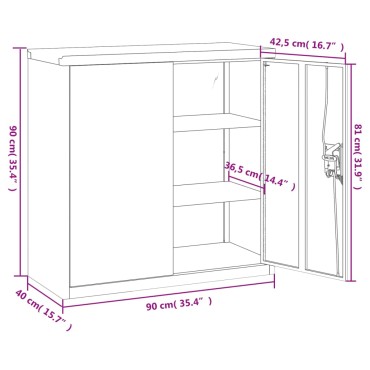 vidaXL Αρχειοθήκη Ανθρακί 90x40x90cm από Ατσάλι 1 τεμ.