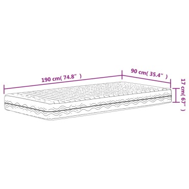 vidaXL Στρώμα Αφρού Σκληρότητα H2 H3 Λευκό 90x190cm 1 τεμ. - Μονό