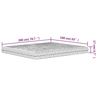 vidaXL Στρώμα Αφρού Σκληρότητα H2 H3 Λευκό 160x200cm 1 τεμ. - Διπλό